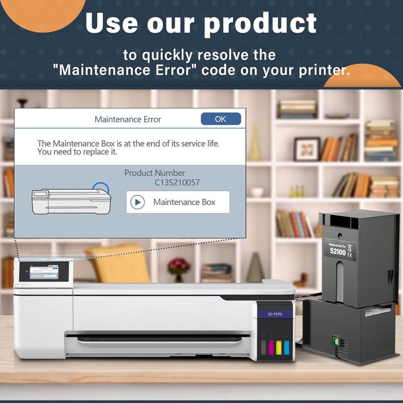 SUBLIMAKER F570 Maintenance Box (C13S210057/S2100/SC13MB) Compatible Replacement for Epson Surecolor SC-F570 SC-T3170 SC-T3170M SC-T3170X SC-T5170 SC-T5170M SC-T2170 Printers, F570 Ink Maintenance Box - Image 2
